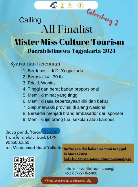 Mister Miss Culture Tourism Daerah Istimewa Yogyakarta 2024