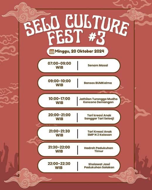 Jadwal Selo Culture Festival #3 Minggu