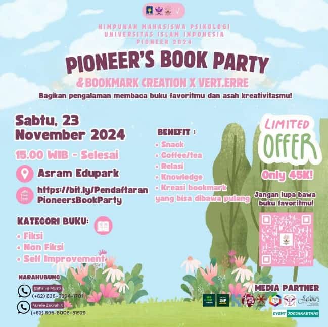 PIONEER'S Book Party dan Workshop Bookmark Creation bersama Vert Terre